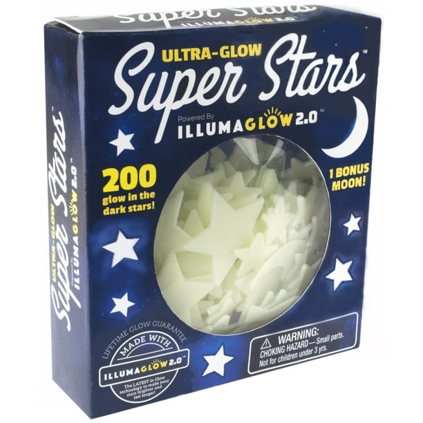 Ultra Glow Super Stars 200 Glow in the Dark Stars with Bonus Glowing