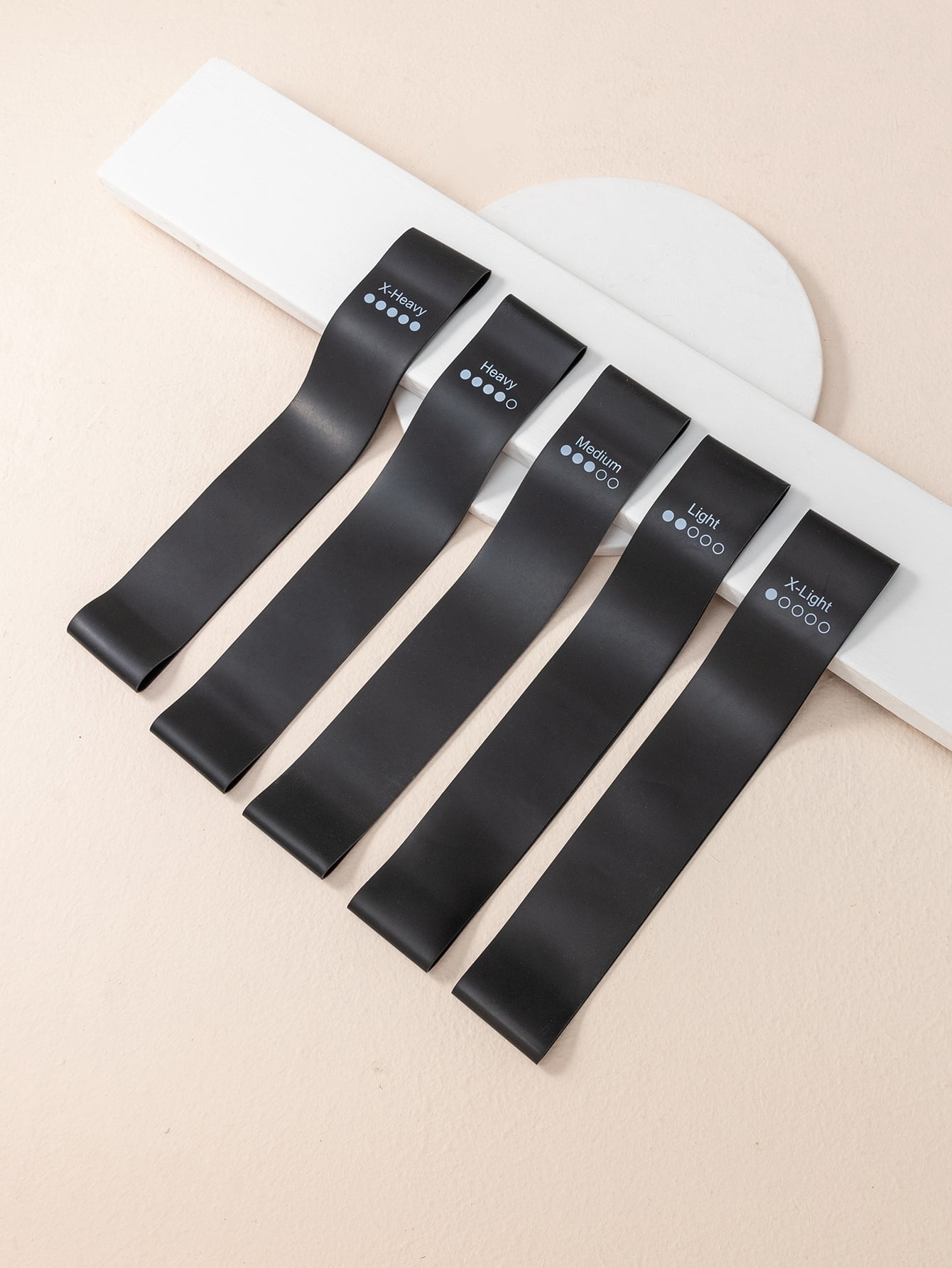 5-Piece Latex Resistance Band Set with Carry Bag, Black, 1 Pack