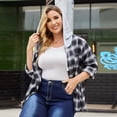 thumbnail image 3 of Puntoco Mujer Sudadera con capucha Camisa de franela a cuadros Tallas grandes Chaqueta de manga larga Sudadera Blusa Liquidación Puntoco Puntoco-7975, 3 of 7