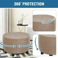 thumbnail image 6 of SEase Round  Velvet Ottoman Slipcover Covers Footstool Protector Covers Storage Stool Ottoman Covers Stretch with Elastic Bottom 20-23in Taupe, 6 of 13