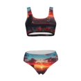 thumbnail image 5 of Kdxio Cat Watching City Sunset for Womens High Waisted Bikini Top Sports Style Two Piece Bathing Suits, 5 of 5