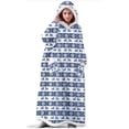 thumbnail image 2 of Women's Christmas Fleece Lined Sleepwear Robes Hooded Long Sleeve Print Long Bathrobes with Pockets Blue FreeSize150cm, 2 of 7