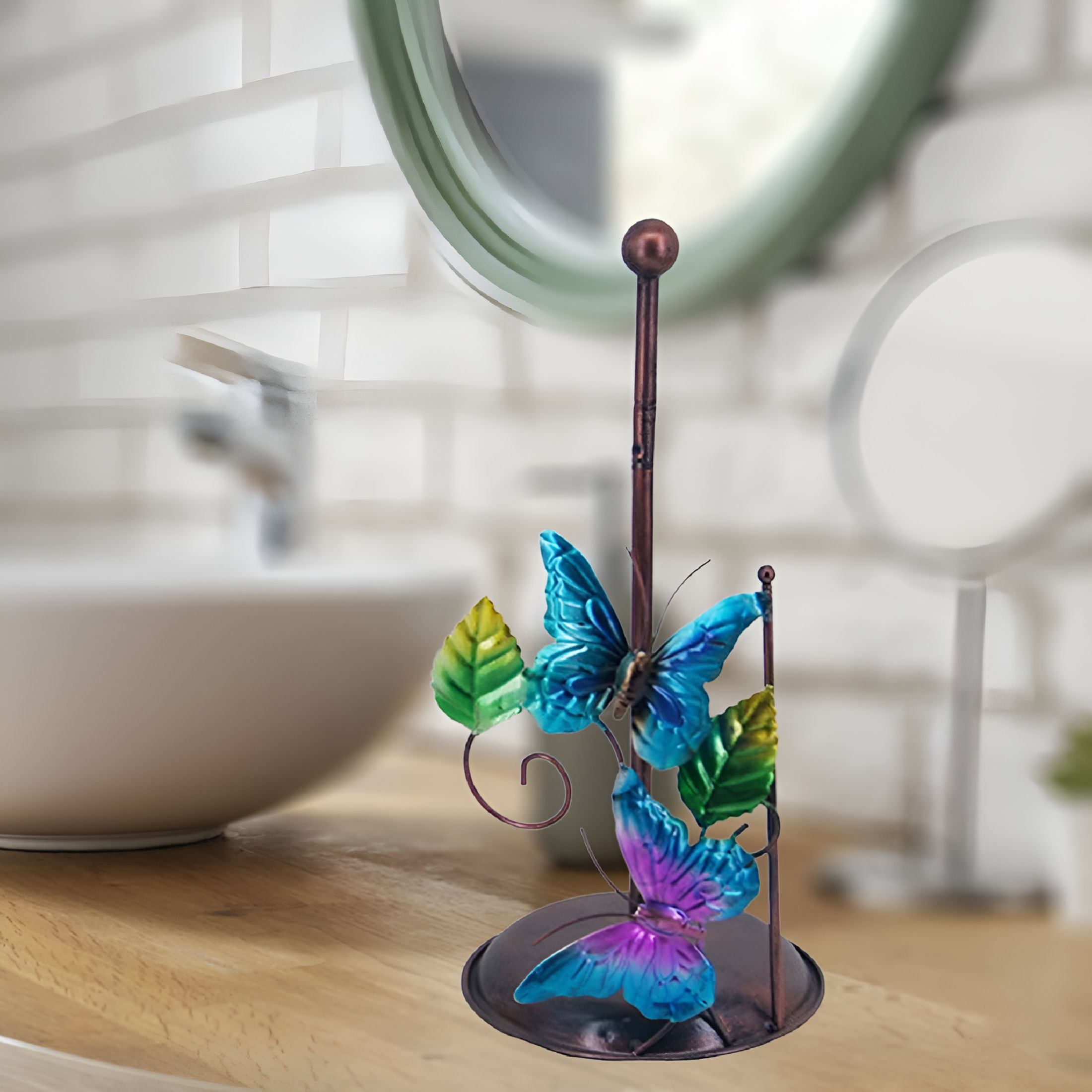 LAMIRO Free Standing Bathroom Toilet Paper Holder Stand Butterfly Decorative,Lavatory Kitchen Tissue Paper Roll Holder