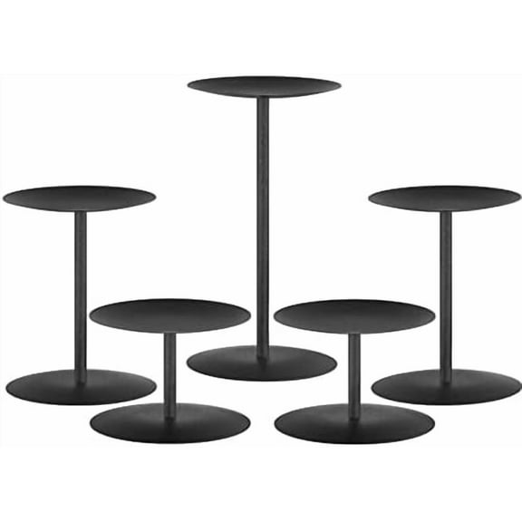 Holloween Metal Candle Holder Black Iron Pillar Candle Holders for Pillar Flamess Wax Candles Set of 5 Plate for Table Centerpieces Desk Decor
