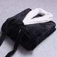 thumbnail image 4 of HBFAGFB Mens Bathrobe Plush Pajama Long Sleeves Softness Warm Flannel Robe with Pockets Black Size L, 4 of 9