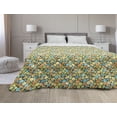 thumbnail image 1 of Floral Down Alternative Comforter, Greyscale Spring Field Flowering Blossoms of the Season Summer Design, Microfiber Quilt for All Season, 5 Sizes, Yellow Grey and Orange, by Ambesonne, 1 of 3