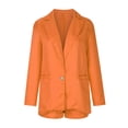 thumbnail image 3 of Women Suit Sets for Women KONBECA 2 Piece Outfits for Women, Long Sleeve Solid Color Blazer with Pockets Shorts Suit Sets, Open Front Blazer and Short Pants Suit Sets Orange 3XL, 3 of 4