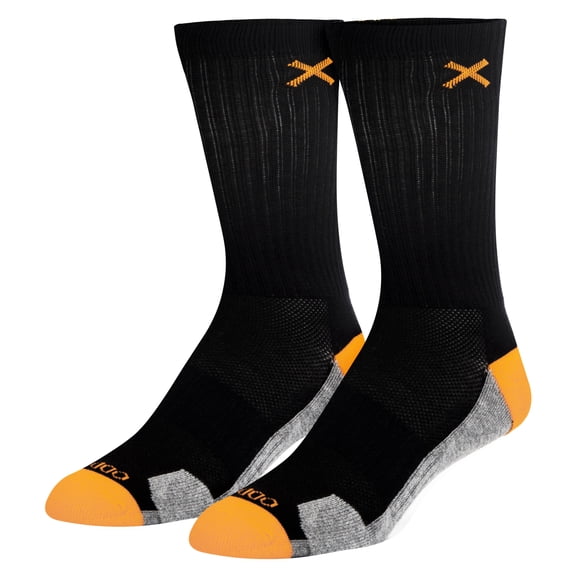Basix Crew Socks for Men, Comfort Athletic Fit, Mid-Calf, Cotton, Orange Black Heather