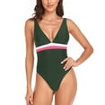 thumbnail image 2 of REORIAFEE Womens Swimsuits One Piece Fashionable Bathing Suit Backless One Piece Patchwork Swimwear Beachwear Bikini Tops Green M, 2 of 8
