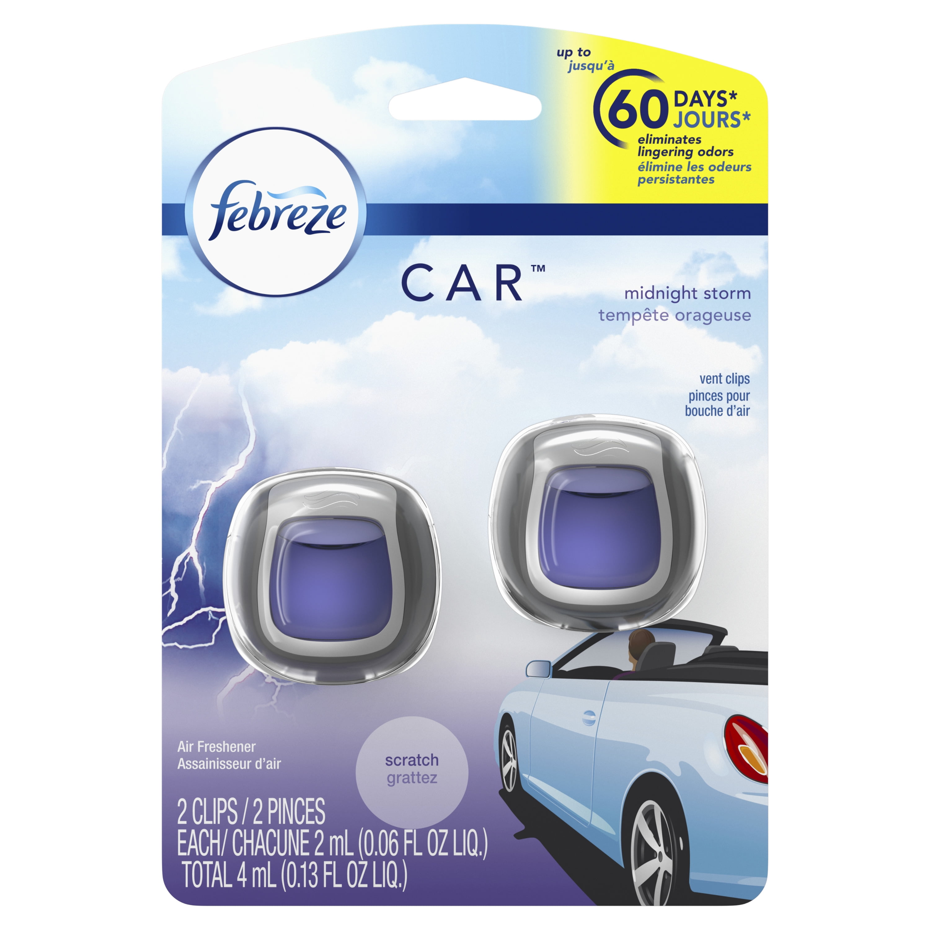 Febreze Car Air Freshener Vent Clips, Midnight Storm, 2
