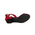 thumbnail image 3 of BLISSFUL STEP Women's Opened Toe Block Heel Lace up Dress Sandals Red 6, 3 of 8