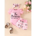 thumbnail image 3 of HWJAD Princess Has Arrived Baby Clothes Girl Newborn Infant Girls Summer Outfit Short Sleeve Romper Love Heart Short Headband Set, 3 of 10