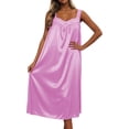 thumbnail image 2 of FASHOFT Summer Nightgowns for Women Silk Satin Lace Long Night Gown Victorian Sleeveless Sleep Dress Soft Night Dress Womens Sleepwear Light Pink, 2 of 4