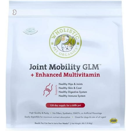 UPC: 0877607000135 | Wholistic Pet Organics Joint Supplement: Joint Mobility with Green Lipped Mussel Daily Joint Health Supplements for Dogs – Dog Glucosamine Powder with MSM Probiotics Vitamins Minerals – 4 Lb