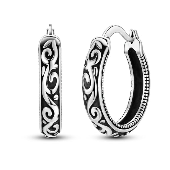 NARMO 925 Sterling Silver Retro Curly Grass Pattern Hoop Earrings for Women Jewelry Making