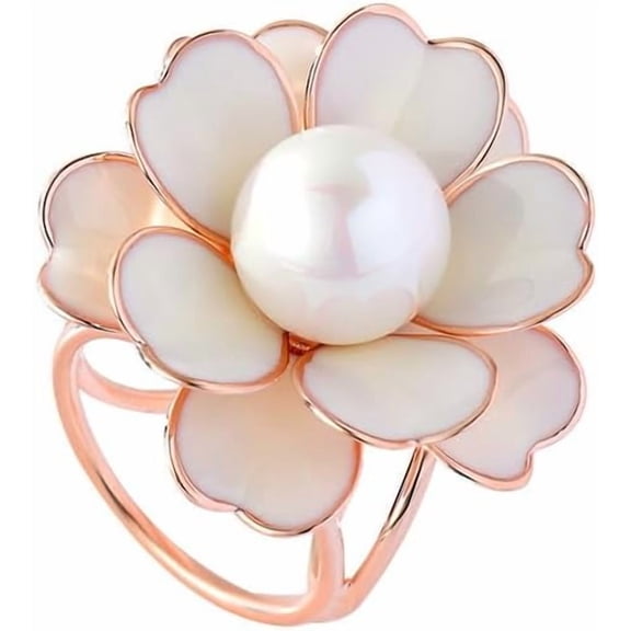 Delicate Pearl Camellia Silk Scarf Clasp Clip for Women Flower Big Pearls Scarves Buckle Holder Ring Shawl Clips Clothing Accessories Jewelry