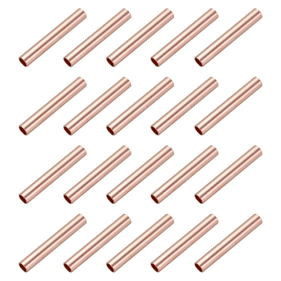 Uxcell 20 Pcs Red Copper Non Insulated Butt Connectors, GT-4 12 AWG Butt Connectors Crimp Wire Crimps Terminals Fittings for Wire Connection Hardware Supplies