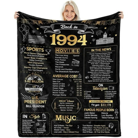 30Th Birthday Gifts For Her Women Men, 30Th Anniversary Blanket Gifts For Couples -Back In1994- Best 30 Year Old Birthday Gifts For Men 30Th Birthday Decorations For Him Throw Blanket 60Lx50W