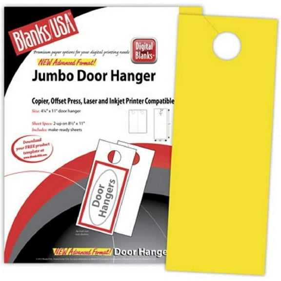 Yellow Jumbo Door Hangers - Pack of 100 (LDH205T6)
