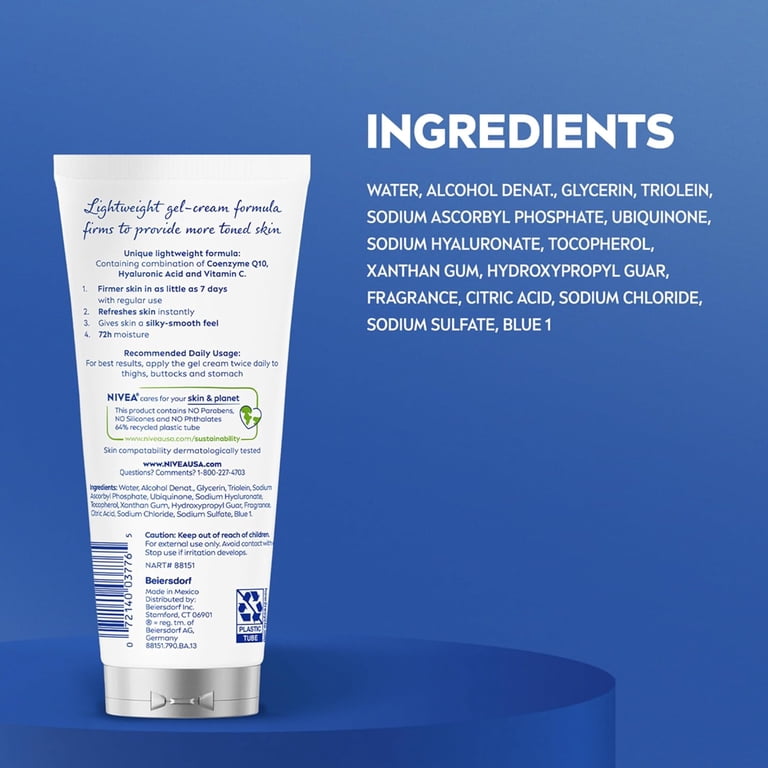 nivea skin firming & toning gel-cream with q10 + l-carnitine NIVEA Skin Firming + Toning Body Gel-Cream, Q10 and L-Carnitine,  Non-Greasy, 6.7 oz