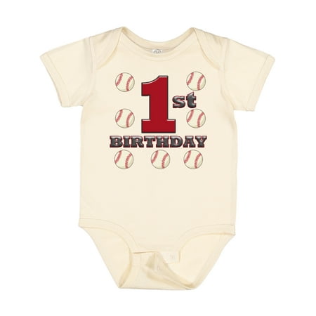 

Inktastic First Birthday Baseball Gift Baby Boy Bodysuit