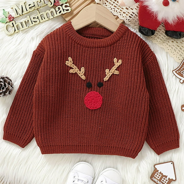 XIMIN Chandails de Noël pour Bébé Garçon Fille Citrouille Tricoté Col Rond Manches Longues Chandail Enfants Automne Hiver Chaud Mignon Chandail Chandail en Molleton