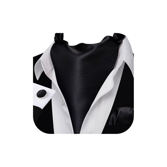 Conjunto de corbata Barry.Wang Ascot Silk Corbata Pocket Square para hombre