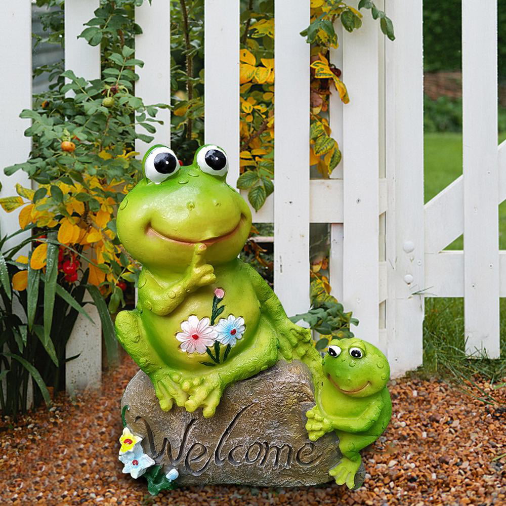 Frog Garden Statue Figurine for Patio Art Decor Lawn Ornament Indoor Outdoor