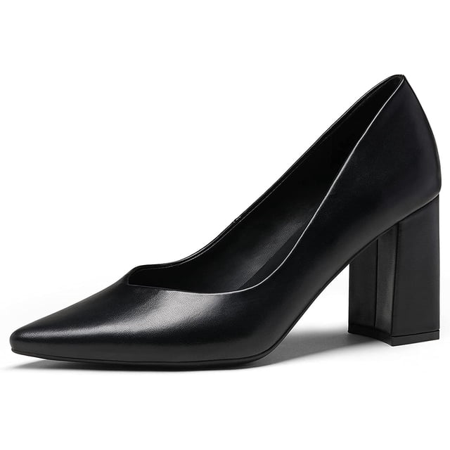 Dream Pairs Las mujeres de alta Chunky cerrado del dedo del pie Tacones puntiagudos del partido de la boda elegante deslizamiento en los zapatos de las bombas SDPU2229W Dream Pairs SDPU2229W