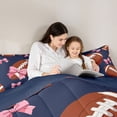 thumbnail image 4 of Castle Fairy Sport Football Queen Bedding 7pcs, Kawaii Bow Bedding Comforter Set Queen, White Red Blue,Navy Blue Reversible, 4 of 7
