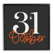 Stupell Industries 31 October Halloween Date Holiday Painting Black Framed Art Print Wall Art, 12 x 12