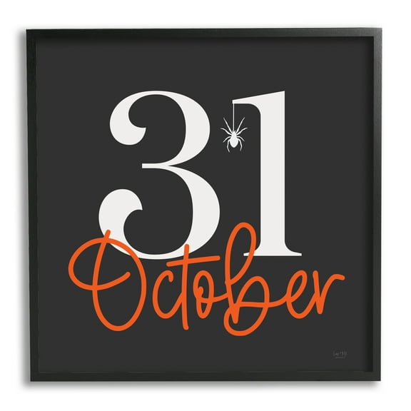 Stupell Industries 31 October Halloween Date Holiday Painting Black Framed Art Print Wall Art, 12 x 12
