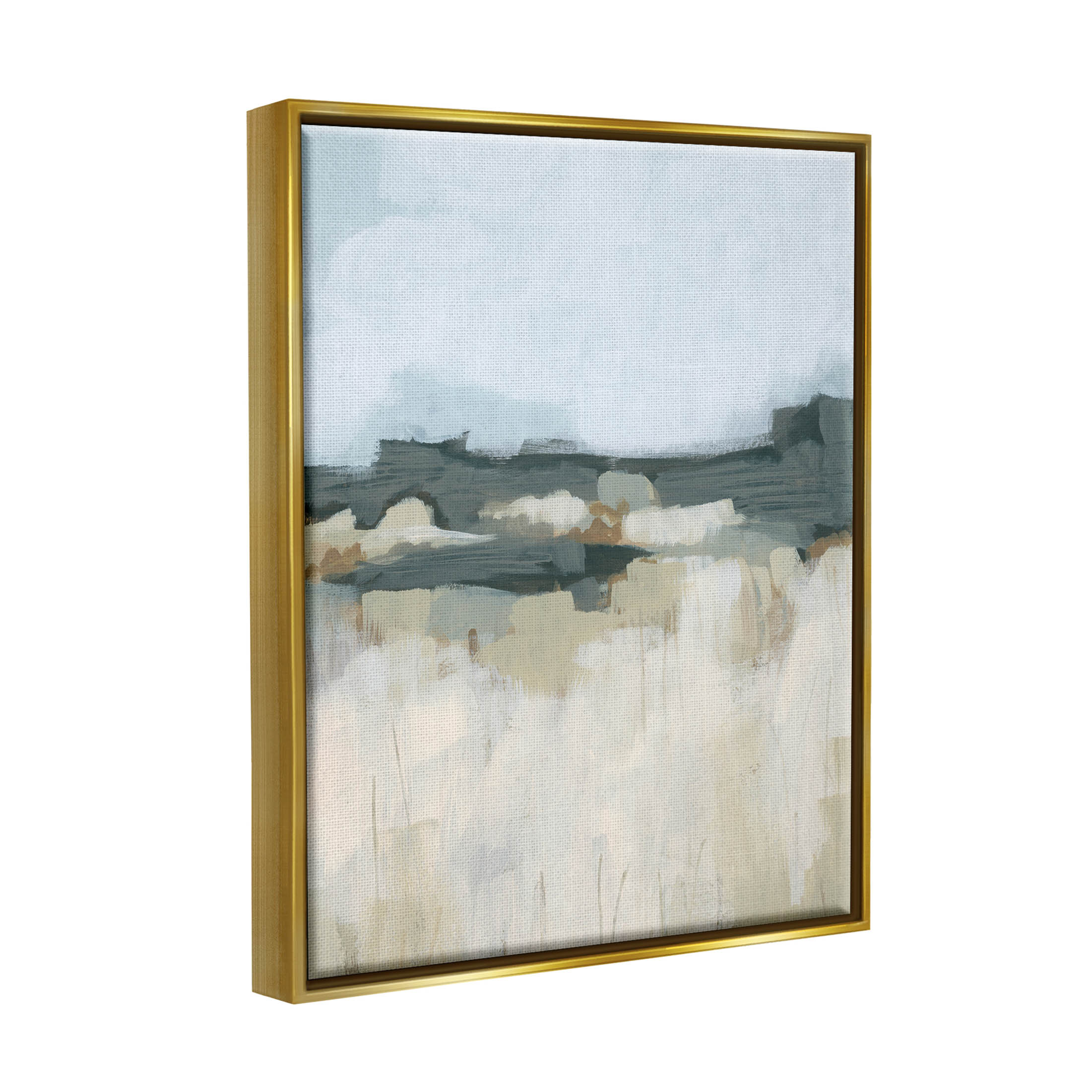 Stupell Industries Abstract Rural Field Landscape Painting Metallic Gold Floating Framed Canvas Print Wall Art, Design by June Erica Vess