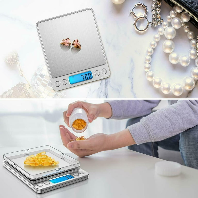Easy@Home Digital Kitchen Scale Food Scale with High Precision to 0.04oz  and 11 lbs Capacity, Digital Multifunction Measuring Scale, EKS-202