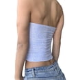 thumbnail image 4 of Coduop Women's Sexy Strapless Tube Tops Sleeveless Floral Print Patchwork Lace Trim Crop Top, 4 of 5