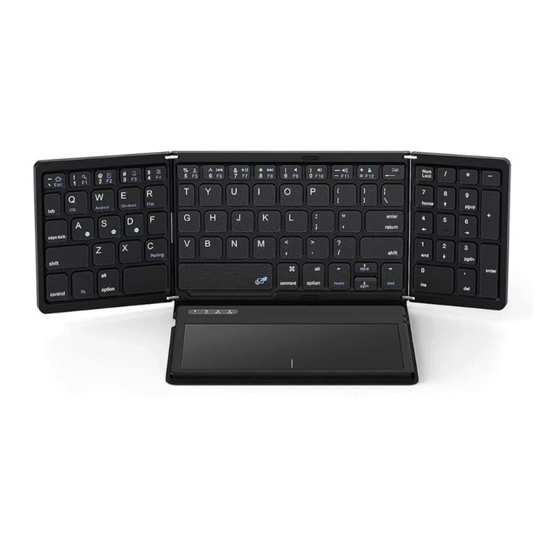 Foldable Bluetooth Keyboard With Large Touchpad And Numeric Keypad Auto Sleep For Tablets, Smartphones, Laptops