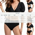 thumbnail image 3 of Bikini Sets for Women V Neck Puff Sleeve Two Piece Bathing Suits High Waisted Tummy Control Wrap Tie Back Bikini Charming Beachwear, 3 of 6
