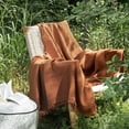 thumbnail image 4 of MooMee Throw Blanket 100% Cotton 4-Layer Gauze All-Around Fringe Ultra-Soft Breathable Lightweight (Drak Orange, Queen 90" x 90"), 4 of 8