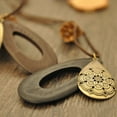 thumbnail image 5 of Jiaroswwei Women Vintage Hollow Carving Waterdrop Wood Velvet Rope Sweater Necklace Jewelry, 5 of 8