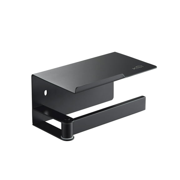 Kibi USA Bathroom Hardware Accessory Wall Mounted Toilet Paper Holder with Shelf Matte Black Matte