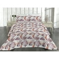 thumbnail image 2 of Ambesonne Tropical Boho Quilted Bedspread Set 3 Pcs, Modern Exotic Leaves, Queen, Mauve Taupe Ruby White, 2 of 4