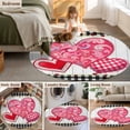 thumbnail image 5 of Round Rug 4Ft Washable Non-Slip, Valentine's Day Circle Area Rugs for Living Room Bedroom, Pink Red Love Hearts Wood Black White Plaid Indoor Floor Mats Carpet Runner for Home Decor Aesthetic, 5 of 8