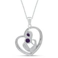 thumbnail image 3 of AFFY Mother's Day Jewelry Gifts Simulated Amethyst Mom Love Heart Pendant Necklace In 14k White Gold Over Sterling Silver, 3 of 5