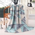 thumbnail image 2 of Blue Ethnic Triangle and Geometric Pattern Blanket,Comfortable Soft Flannel Throw Blanket,All Season,Warm Lightweight Blankets for Sofa Bed Couch Living Room Chair,40"x50", 2 of 4