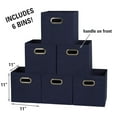 Household Essentials Open Fabric Storage Cube Bins, Set of 6, Navy