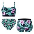 thumbnail image 2 of YONGHS Girls Swimsuits 3 Piece Tankini Bathing Suit Set Teen Print Bikini Swimwear with Swim Shorts Lily 10, 2 of 5