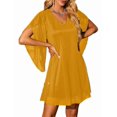 thumbnail image 2 of Women'S Sparkly Dress Bat Sleeves Cocktail Dress Glitter Club Dress Yellow XL, 2 of 7