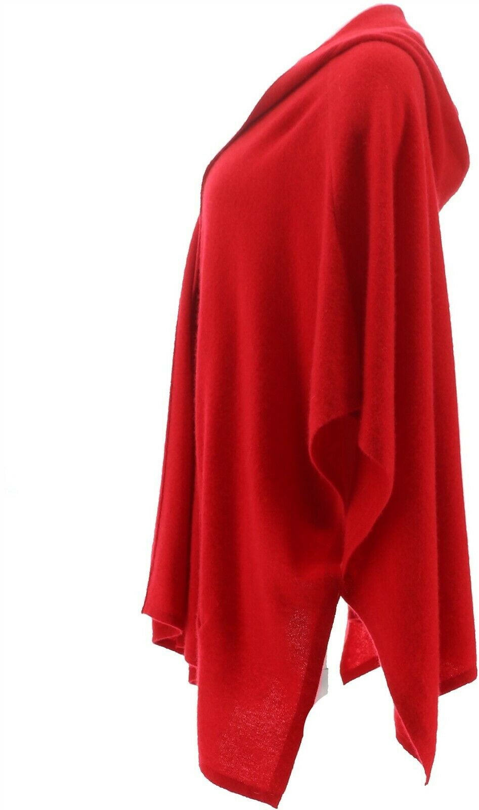Isaac Mizrahi 2-Ply Cashmere Hooded Ruana Pockets Cherry Red Missy NEW A368530 