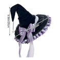 thumbnail image 3 of Hsqqdc Women Glitter Velvet Pointer Hat Organza Lace Ruffle Trim Star Pendant Bow Party Headpiece, 3 of 7