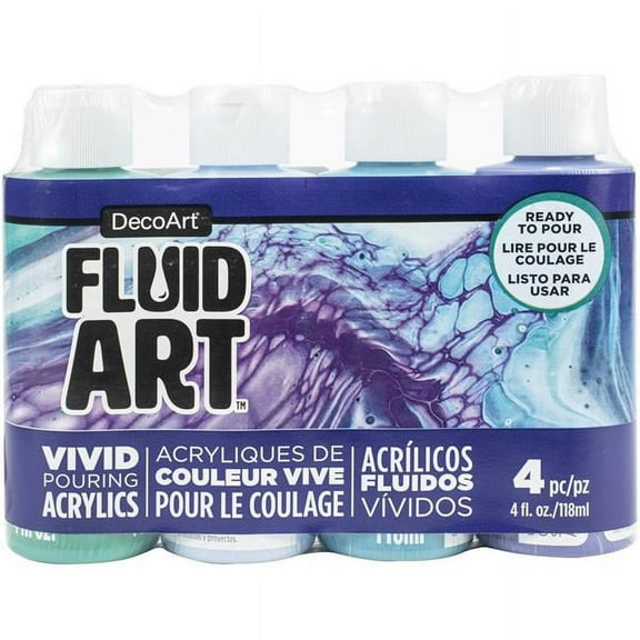 DecoArt FluidArt Paint Pouring Value Pack 4/Pkg-Lagoon